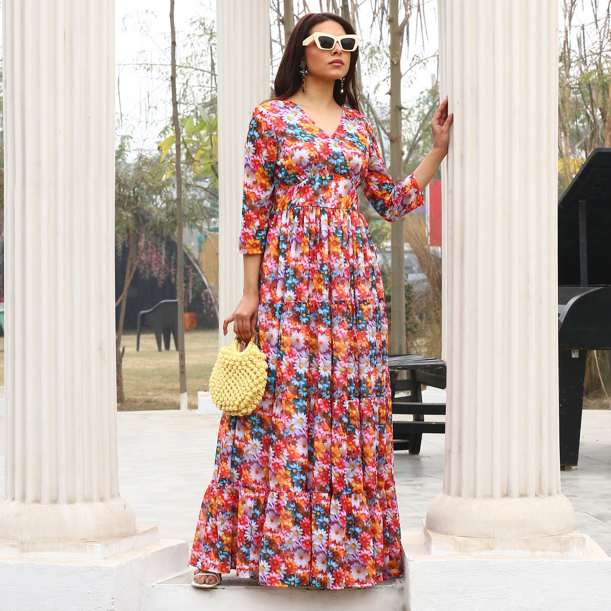 Multi color maxi dress best sale