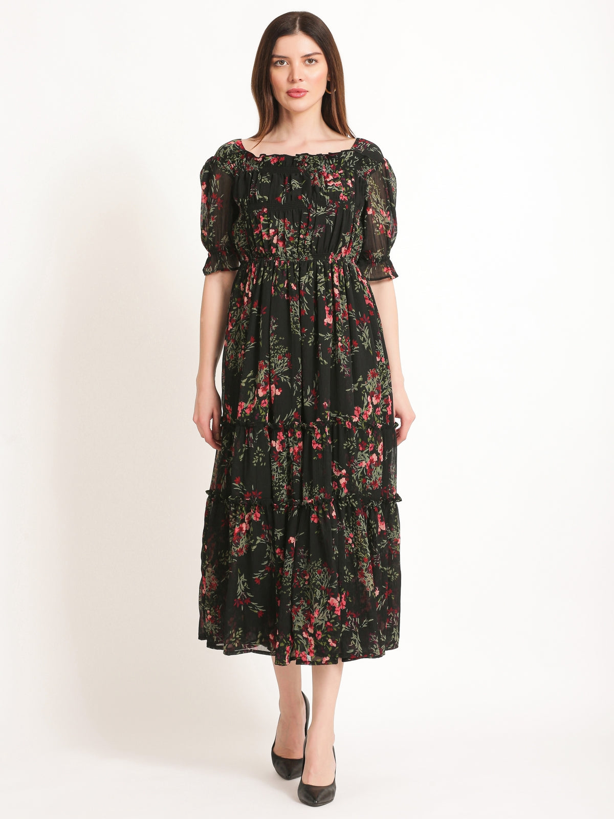 Matilda Black Floral Maxi Dress