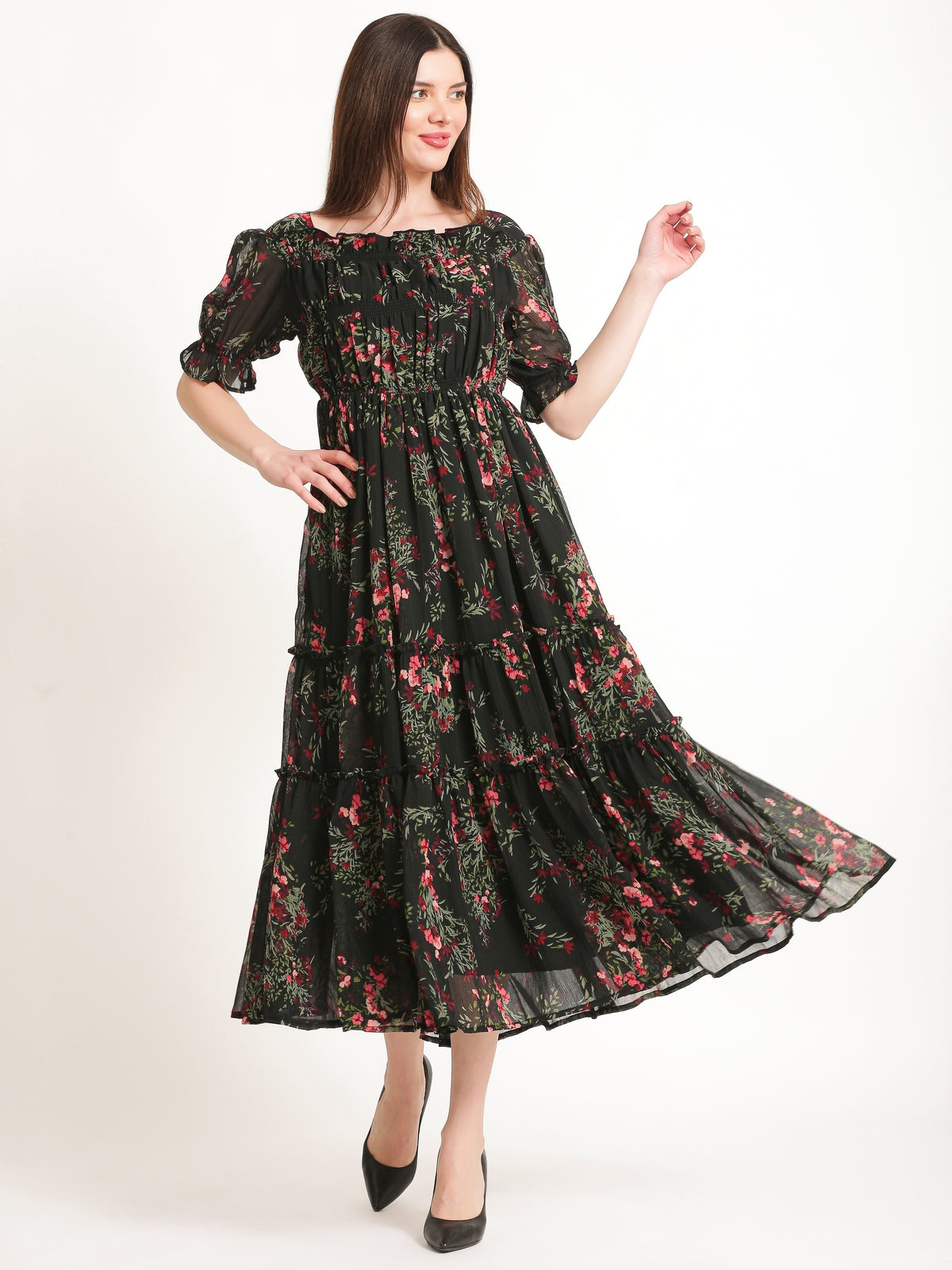 Matilda Black Floral Maxi Dress