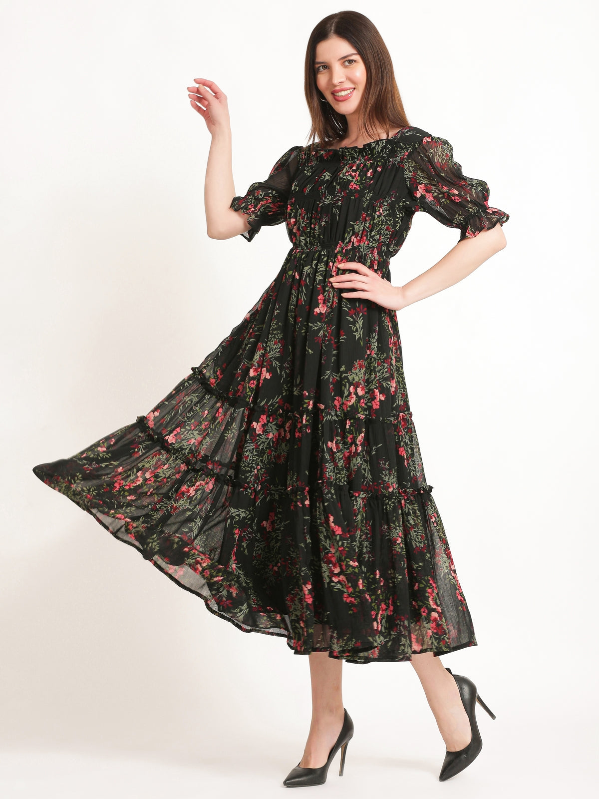 Matilda Black Floral Maxi Dress