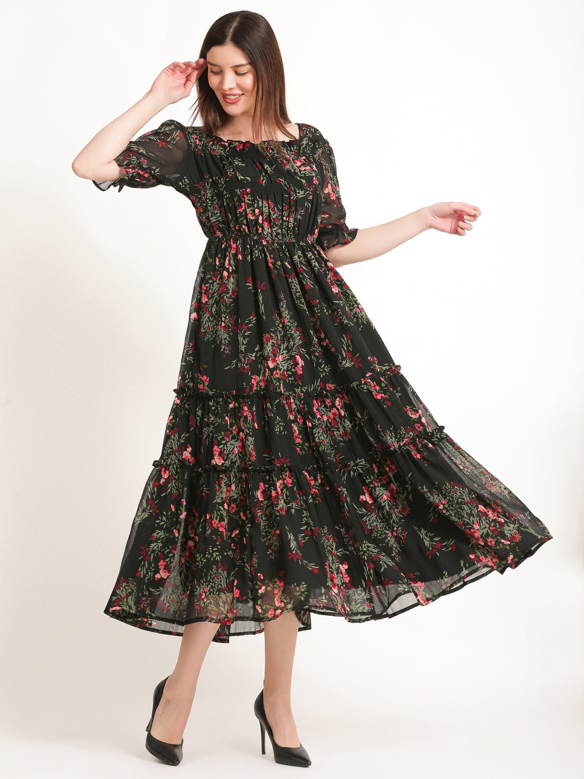 Matilda Black Floral Maxi Dress