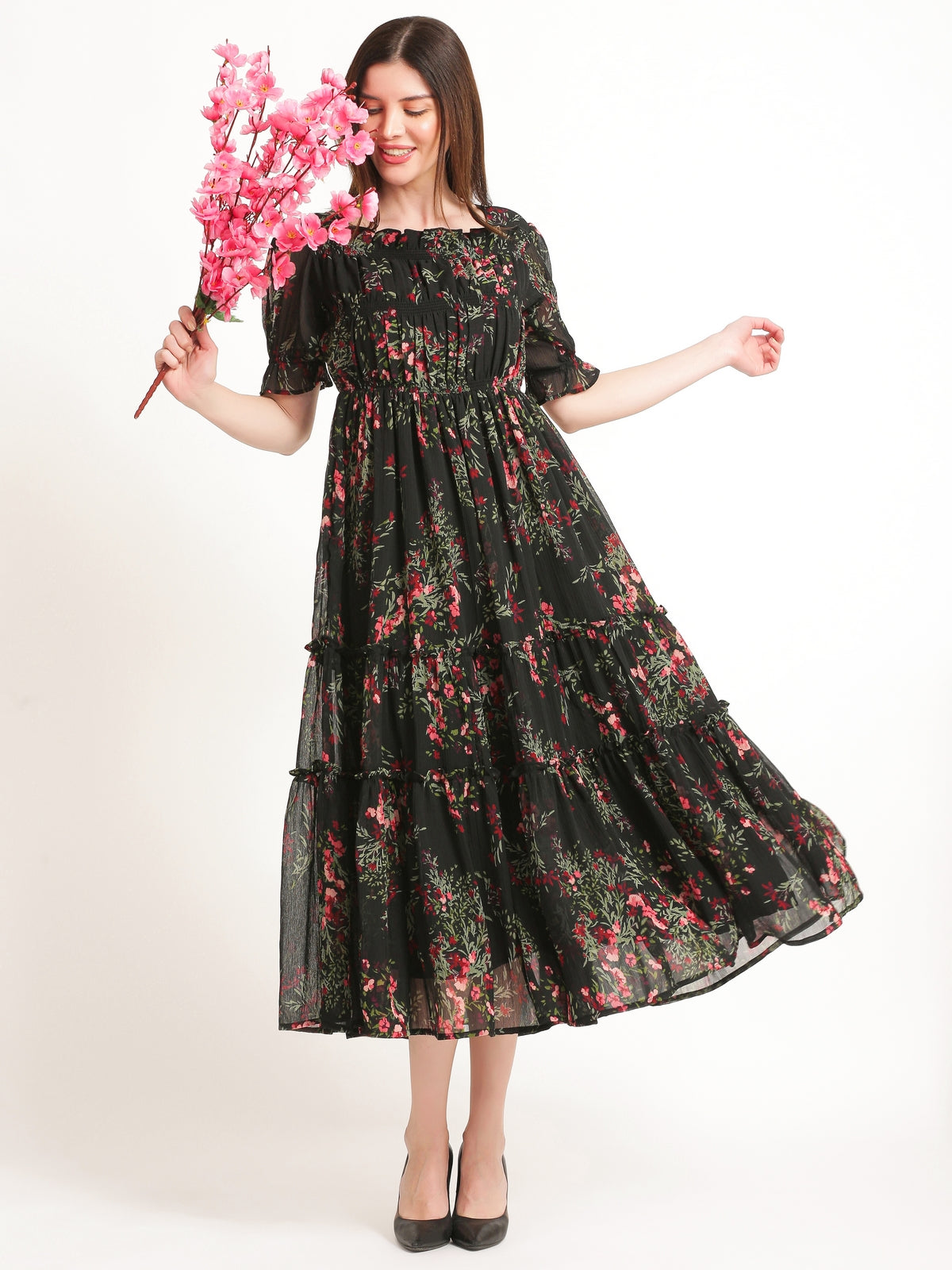 Matilda Black Floral Maxi Dress