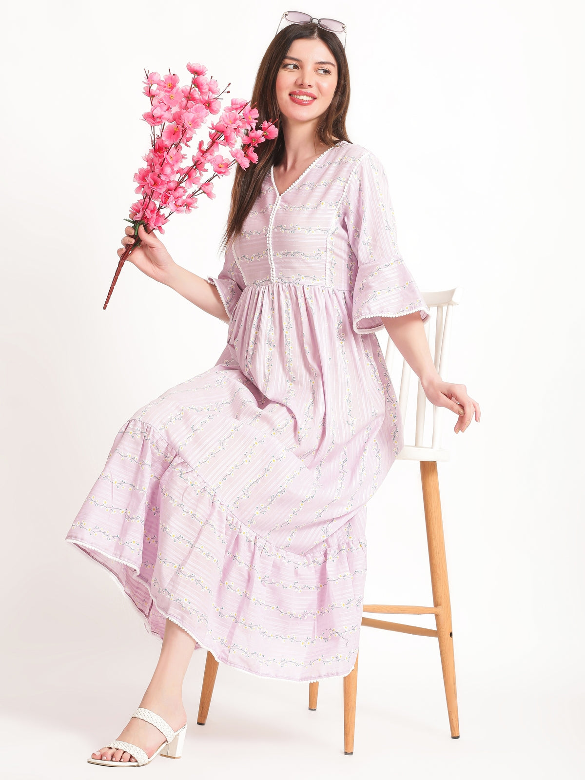 Katherine Cotton Lilac Maxi Dress