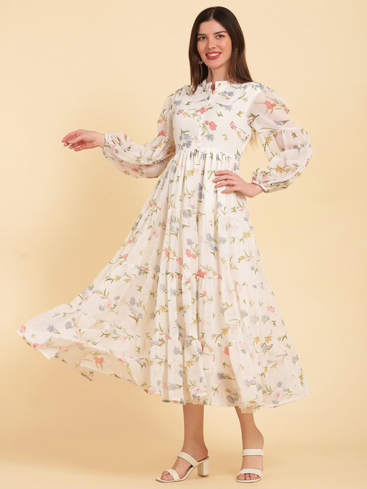 Ellison White Floral Maxi Dress