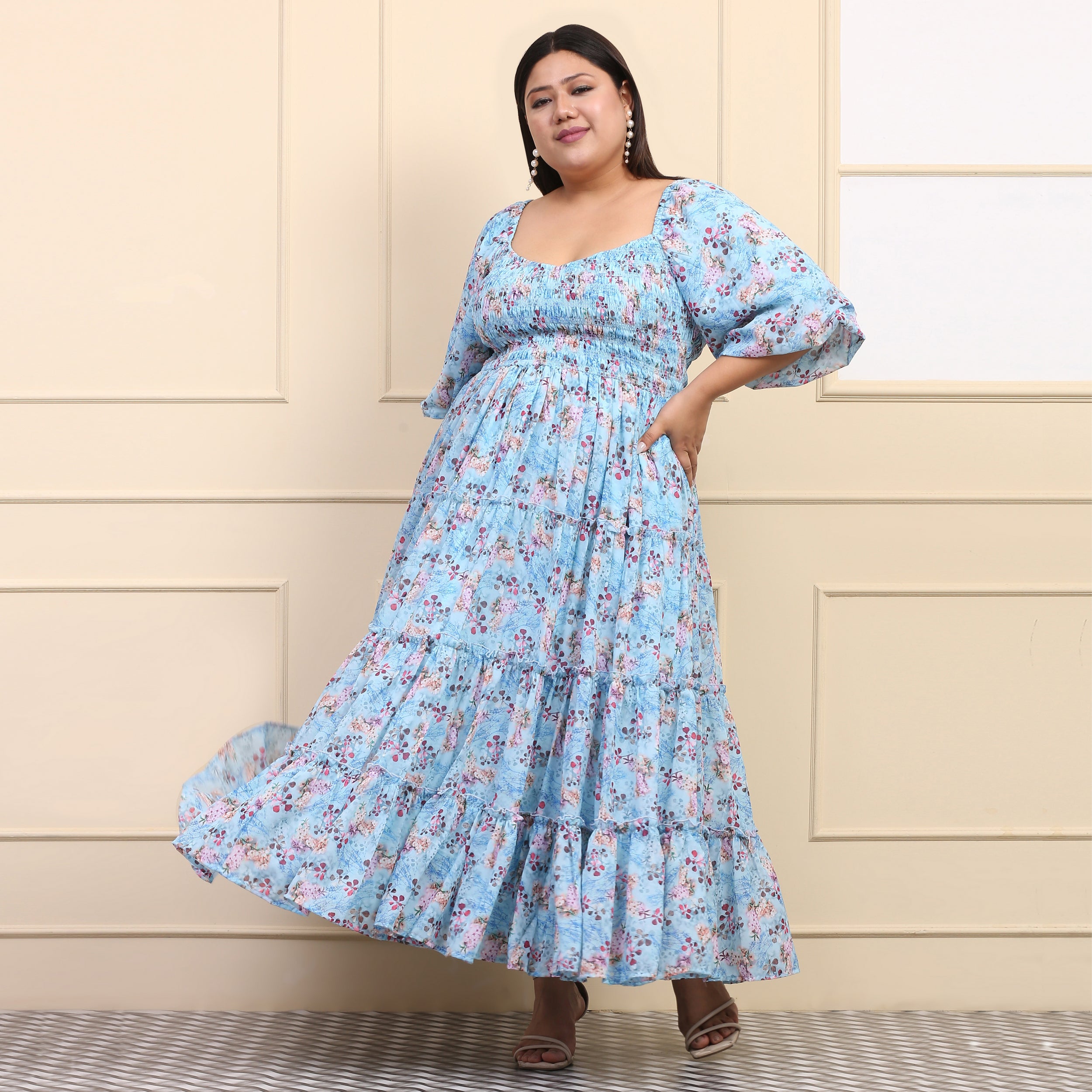 Plus size smocked maxi dress hotsell