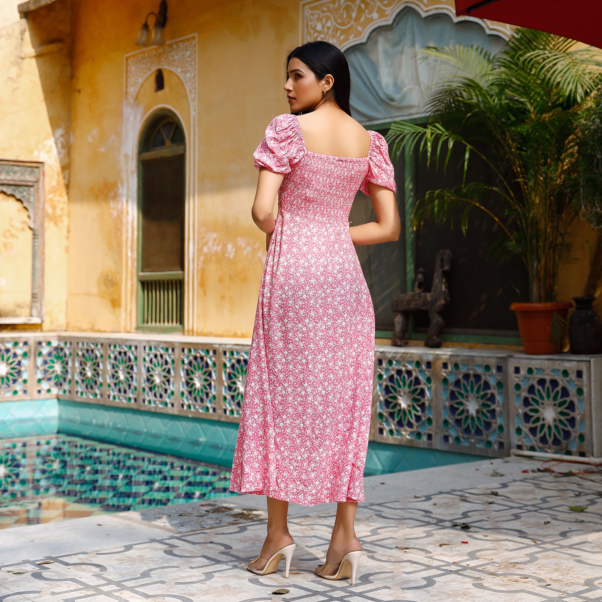 Buy MEDHA BATRA Floral Long Print Dress with Center Slit online